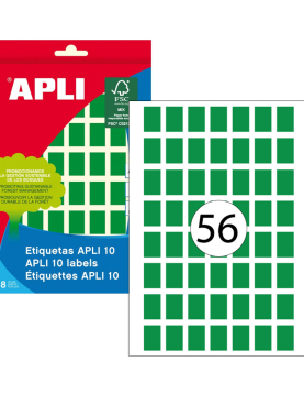 Etiquetas 012x018mm 8Fls A5 Verde Apli 448un