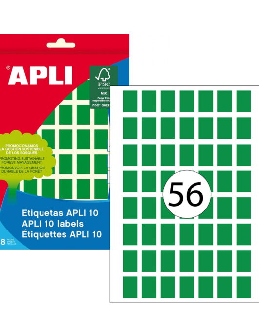 Etiquetas 012x018mm 8Fls A5 Verde Apli 448un