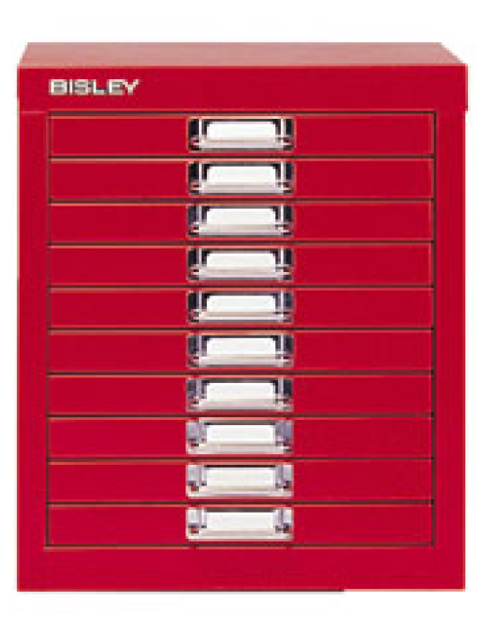 Móvel Metal com Fecho 673x279x429mm com 10 Gavetas Vermelho