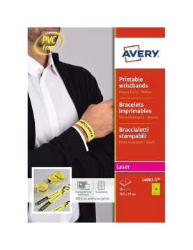 Pulseiras de IDENTIFICAÇÃO Avery L4001-5 5x10 Amarelo=50un
