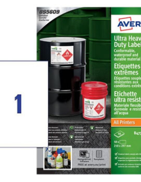 Etiquetas Ultra-Resistentes 210x297mm 50Fls A4 Avery 50un