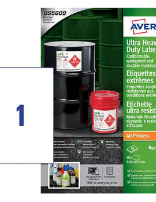 Etiquetas Ultra-Resistentes 210x297mm 50Fls A4 Avery 50un