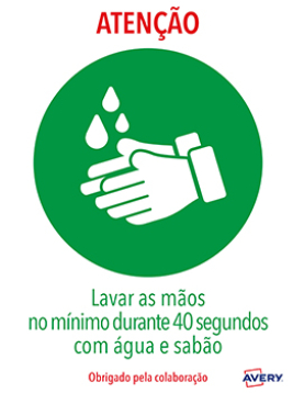 Sinalética Lavar as Mãos Adesivo A4 2un