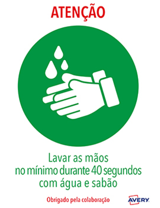 Sinalética Lavar as Mãos Adesivo A4 2un