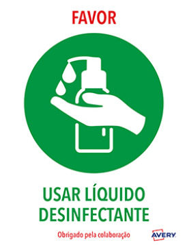 Sinalética Usar Liquido Desinfetante Adesivo A4 2un