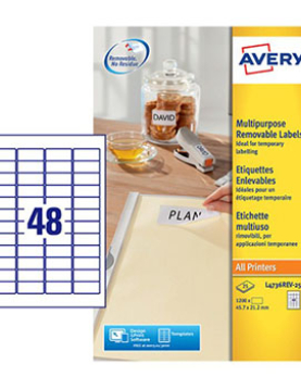 Etiquetas Removíveis 045,7x021,2mm Avery 25 Folhas 1200un