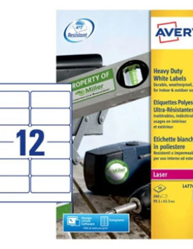 Etiquetas Resistentes 099,1x042,3mm 20Fls Avery 240un