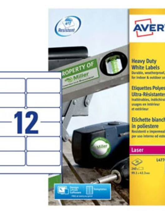 Etiquetas Resistentes 099,1x042,3mm 20Fls Avery 240un