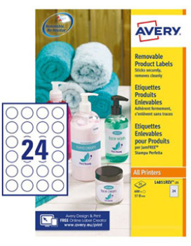 Etiquetas Redondas Removíveis 37mm Avery 25 Folhas 600un