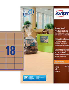 Etiquetas Kraft 062x042mm Avery 20 Folhas Castanho 360un