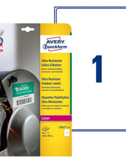 Etiquetas Ultra-Resistentes 210x297mm 10Fls Avery 10un