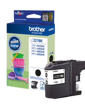 Tinteiro Brother LC221BK Preto 7,1ml 260 Pág.