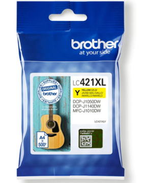 Tinteiro Brother LC421XLY Amarelo 500 Pág.