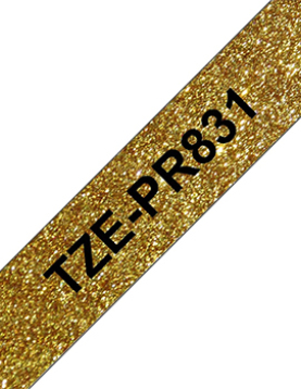 Fita Laminada 12mmx8mts Ouro Premium/Preto