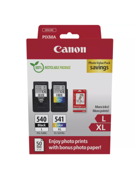 Pack Tinteiros Canon 540L/541XL Preto/Cor + Papel 5224B012