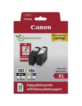 Pack Tinteiros Canon 585XL/586XL Preto/Color 6204C005