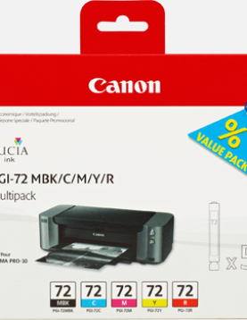 Pack Tinteiros Canon 72 5 Cores 6402B009 14ml