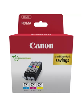 Pack Tinteiros Canon 521 3 Cores 2934B010 9ml
