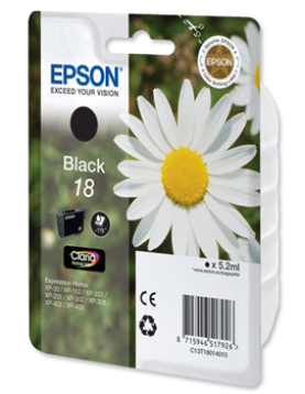 Tinteiro Epson 18 Preto C13T18014010 5,2ml