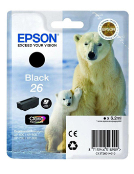Tinteiro Epson 26 Preto C13T26014010 6,2ml 220 Pág.