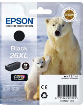 Tinteiro Epson 26XL Preto C13T26214010 12,1ml 500 Pág.