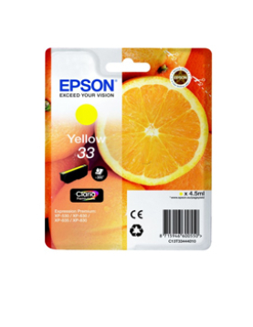 Tinteiro Epson 33 Amarelo C13T33444010 4,5ml 300 Pág.