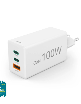 Carregador USB-C 2 Portas + USB-A GaN 100W Branco