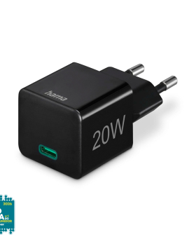Carregador USB-C PD/QC 20W Rápido Mini-charger Preto