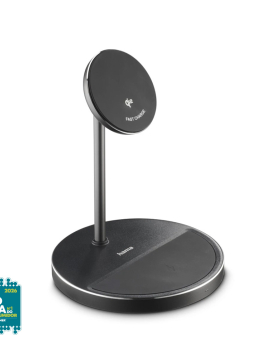 Carregador Wireless Qi2 15W com Suporte 2 em 1 Preto