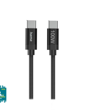 Cabo USB-C 2.0 Macho/USB-C Macho 100W Fabric 1,2m Preto