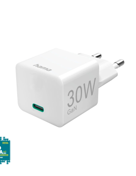 Carregador USB-C PD/QC/GaN 30W Rápido Mini-charger Branco