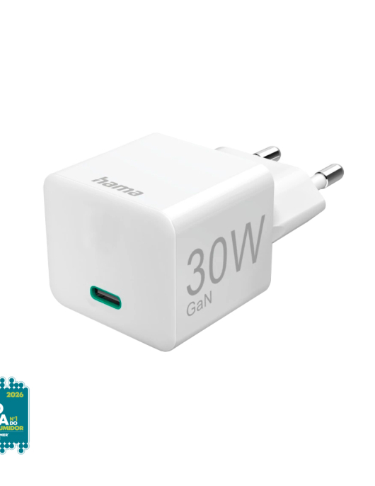 Carregador USB-C PD/QC/GaN 30W Rápido Mini-charger Branco