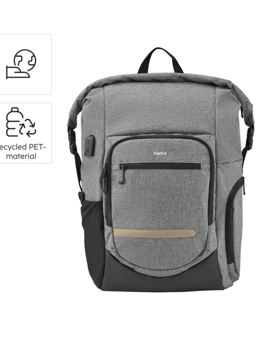 Mochila Portátil 15.6 Roll-Top Terra USB Cinza