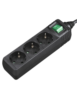 Bloco 3 Tomadas + Interruptor Cabo 3mts Preto